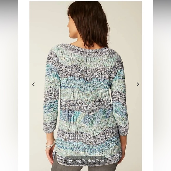 J. Jill Textured Convertible-Shoulder Sweater Green Jade Multi Size Small - Picture 3 of 8